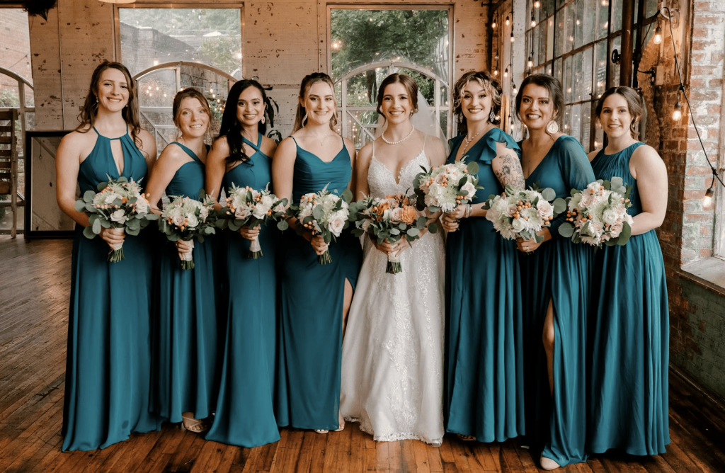 Magda Designs Beauty bride and bridal party at wedding